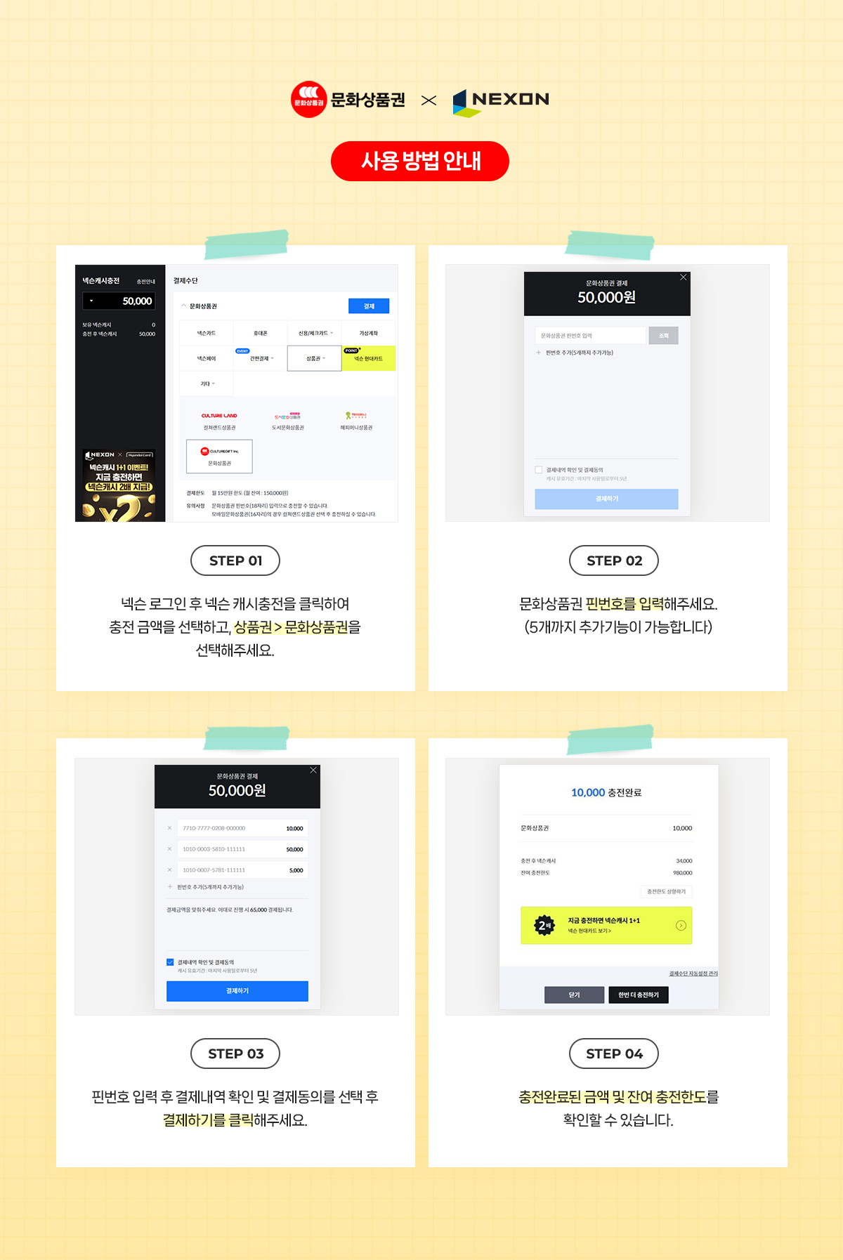 문화상품권xNEXON 이벤트 사용방법안내